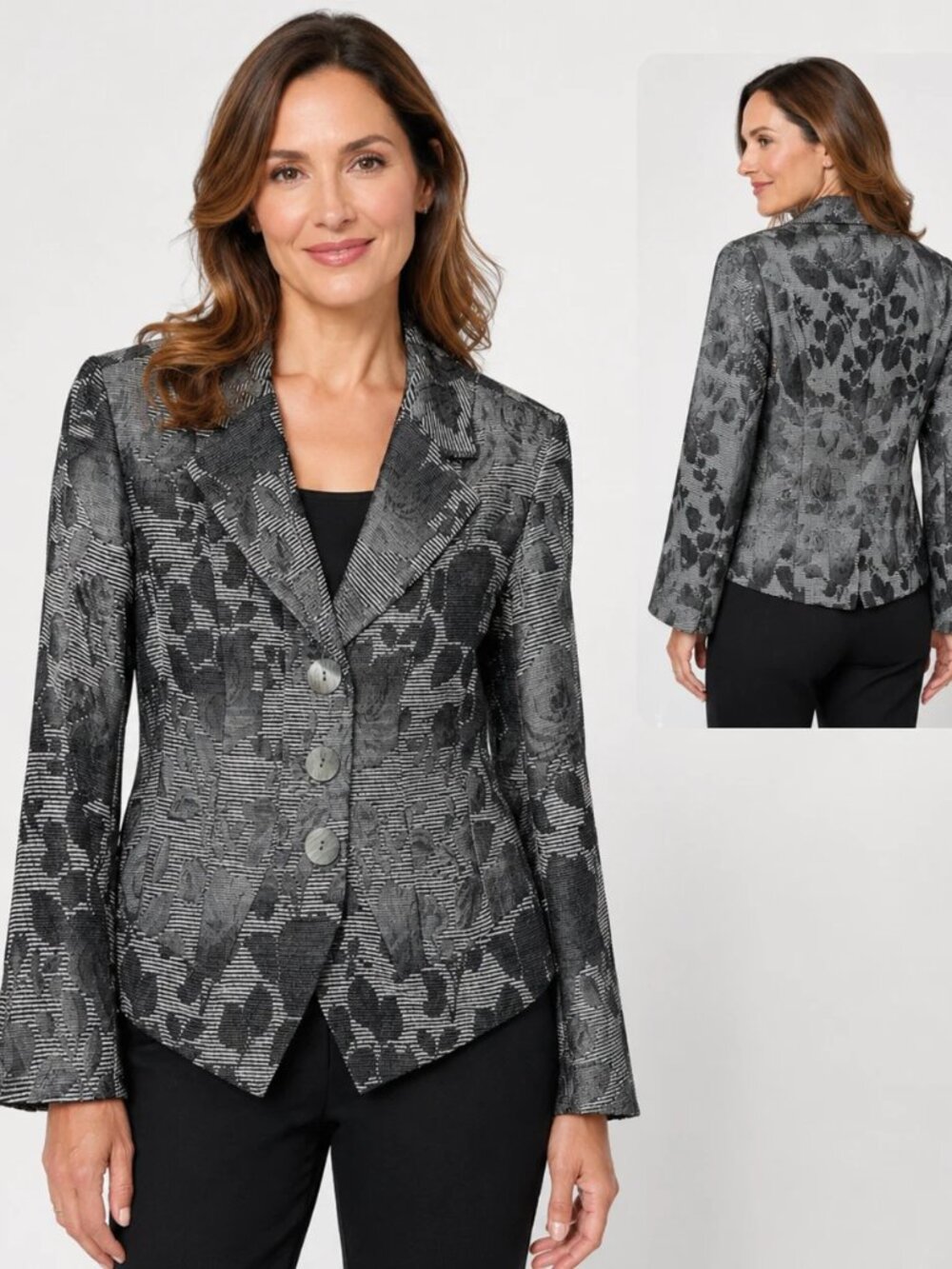 Coldwater Creek Textured Blazer Gray Tailored Chic Career Jacket 8